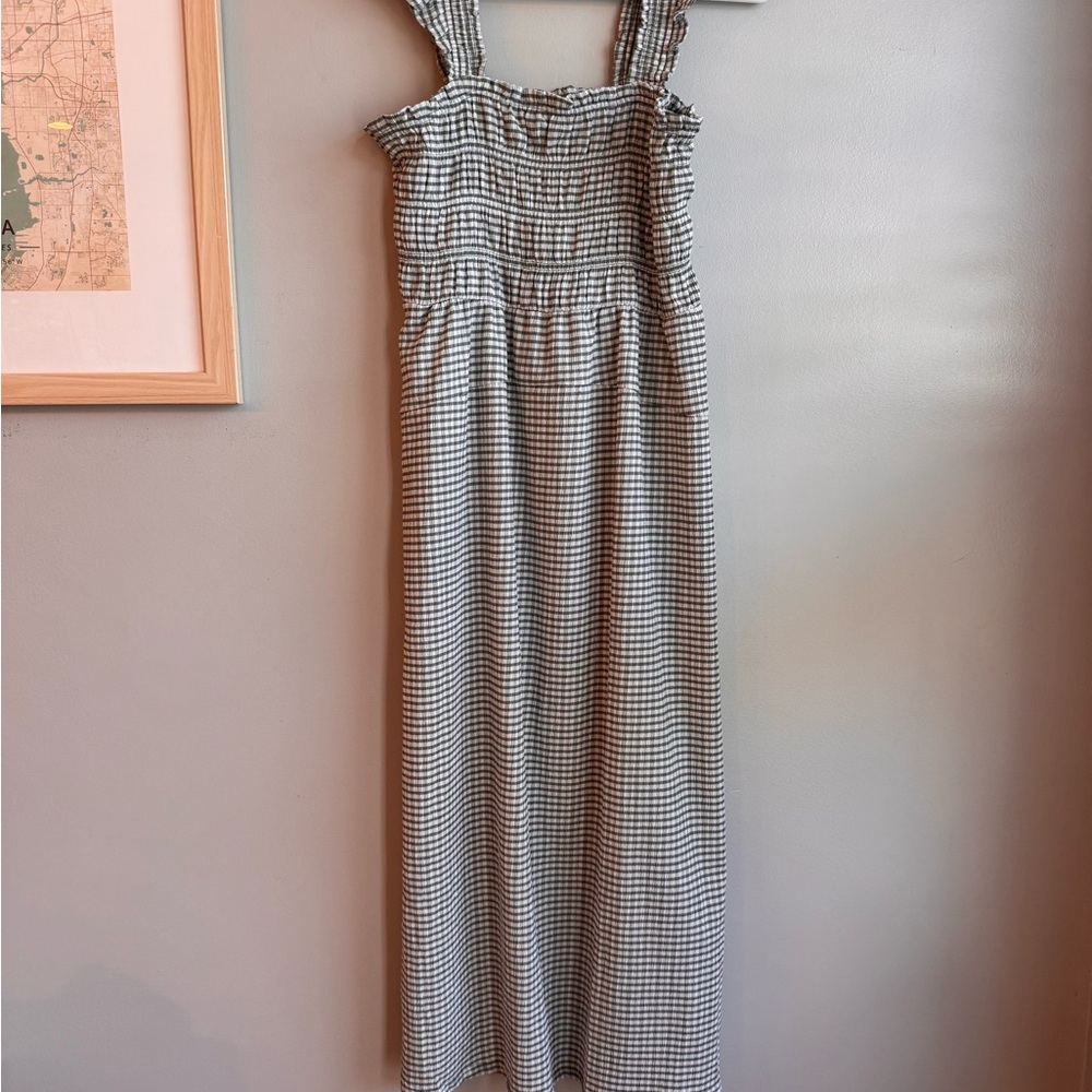 Old Navy Green and White Checkered Dress